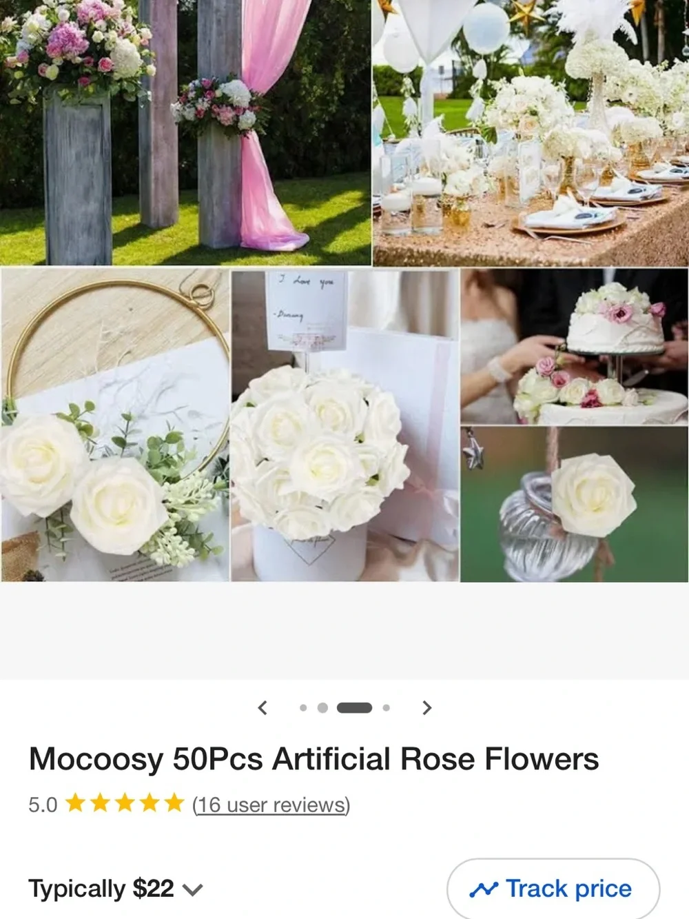 Artificial White Roses 100 count